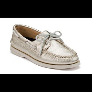 Sperry Platinum Gold Topsiders - Worn Twice